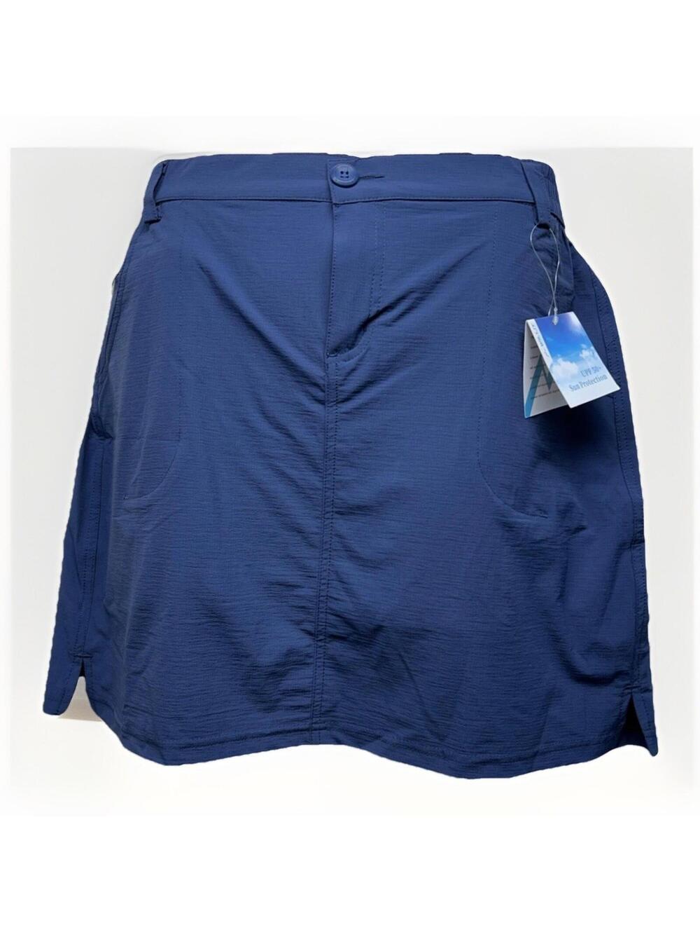 Willit Knee Length SKORT Womens Sz Large Navy Blue Skirt with Shorts UPF50 Golf